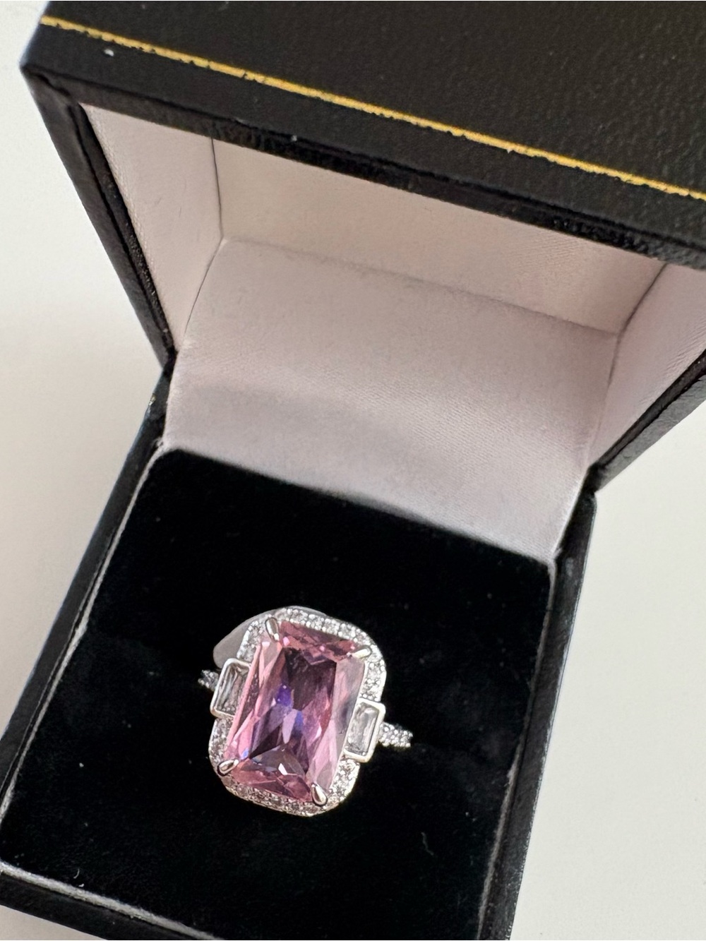 Bomb Party Joy In The Journey Ring RG39454 Rose Quartz CZ Rhodium Plating